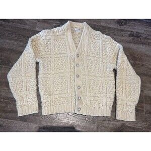 Vintage Richman Brothers Sweater Mens Large Chunky Cable Knit Cardigan 70s
